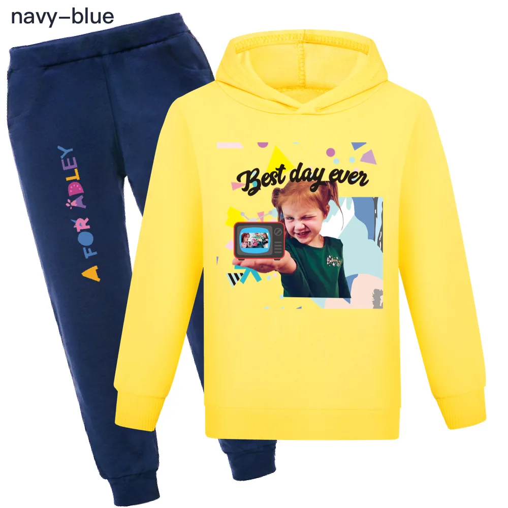A for Adley Kids Spring Autumn Hoodie Sweater+Trousers 2pcs Suit Cartoon Clothes Baby Girls Clothing Sets Boys Sportsuits 2-16Y