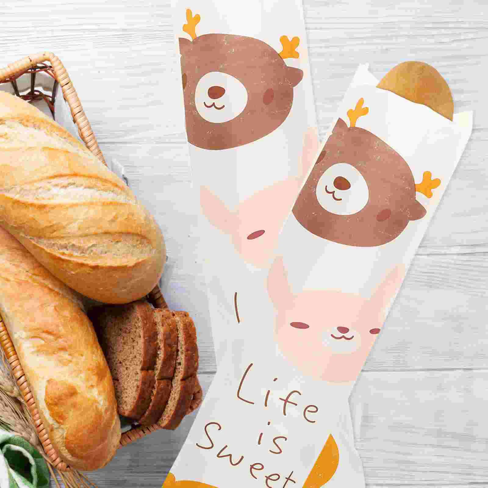 

Bread Storage Paper Packaging Bakery French Holder Treat Pouch Container Cookie Loaf Packing