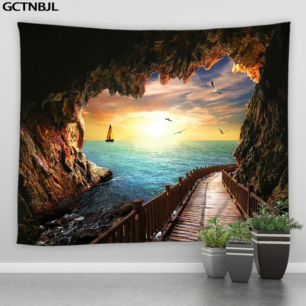 Красивые Искусственные горы озеро лебедь Луна настенные подвесные гобелены