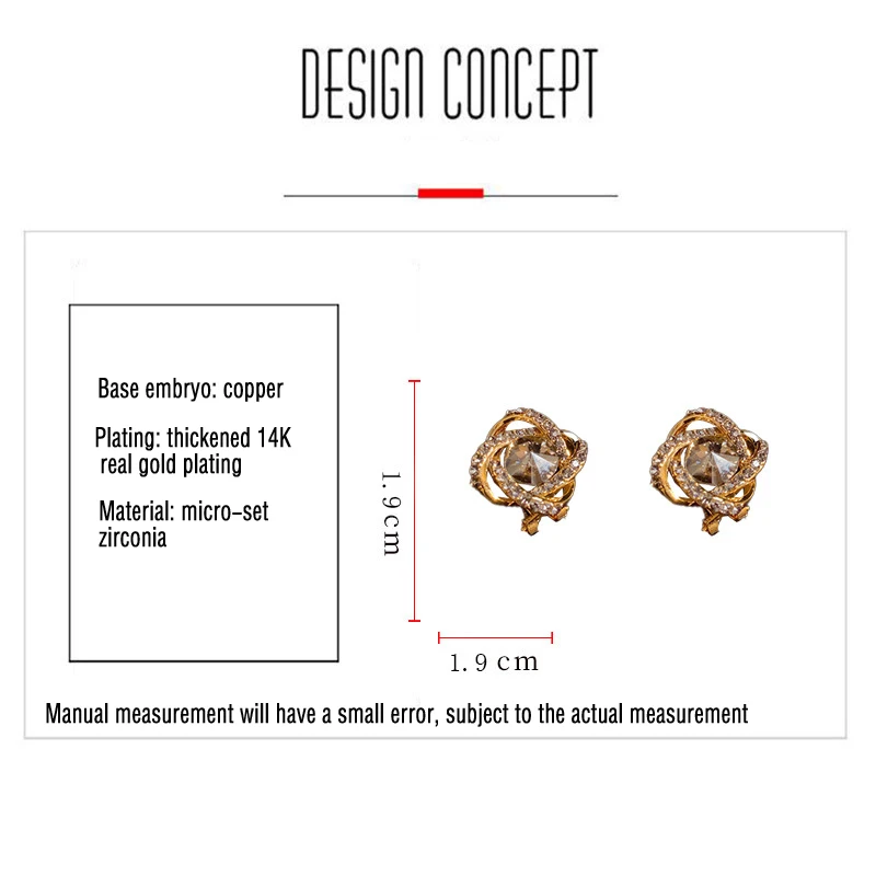 Light Luxury Zirconia Earrings S925 Silver Needle Niche Design Sense Temperament Unique Ear Clip Earrings