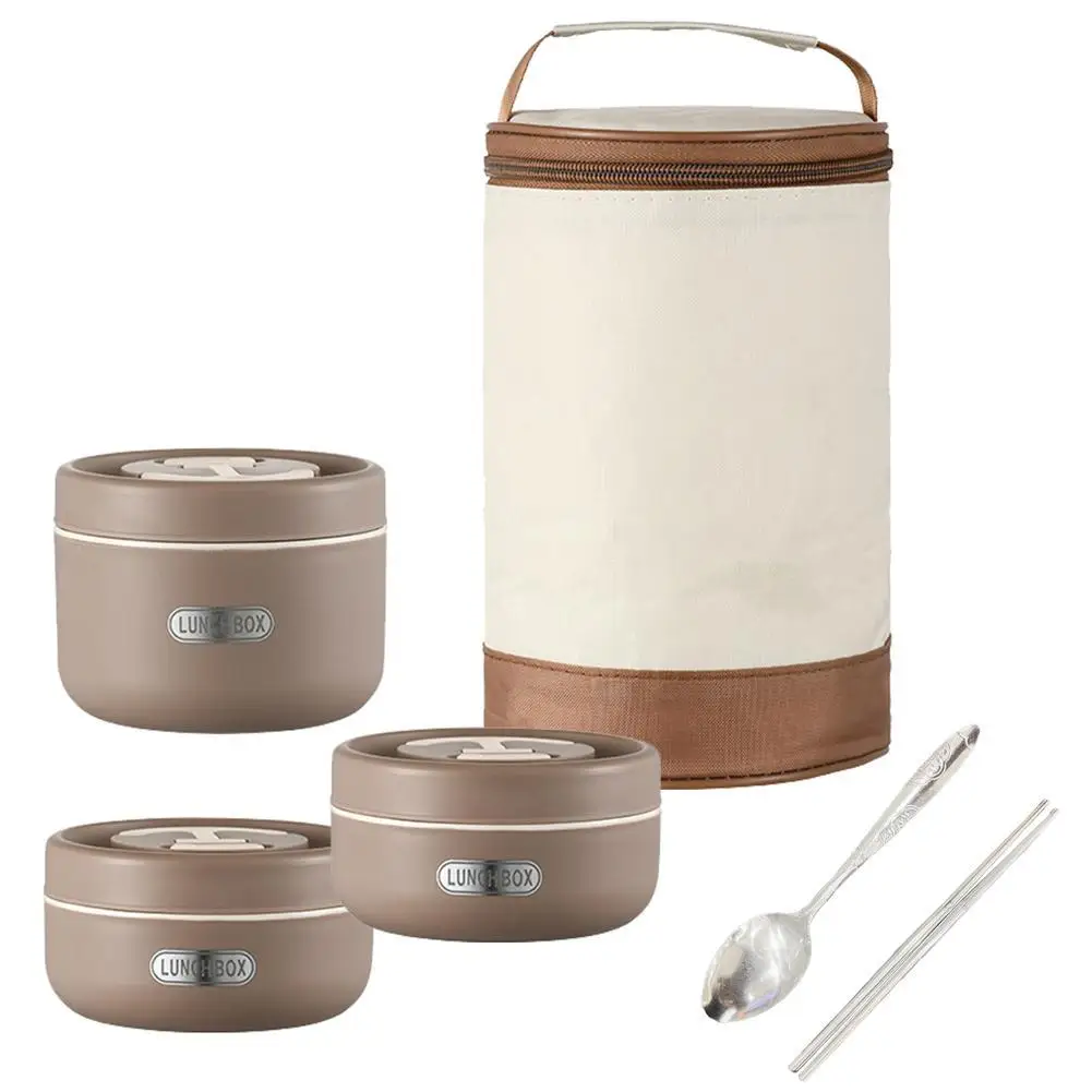

Multi-layer Bento Lunch Box Set Portable Leak-proof 304 Stainless Steel Food Container With Spoon Chopsticks Hot Sale