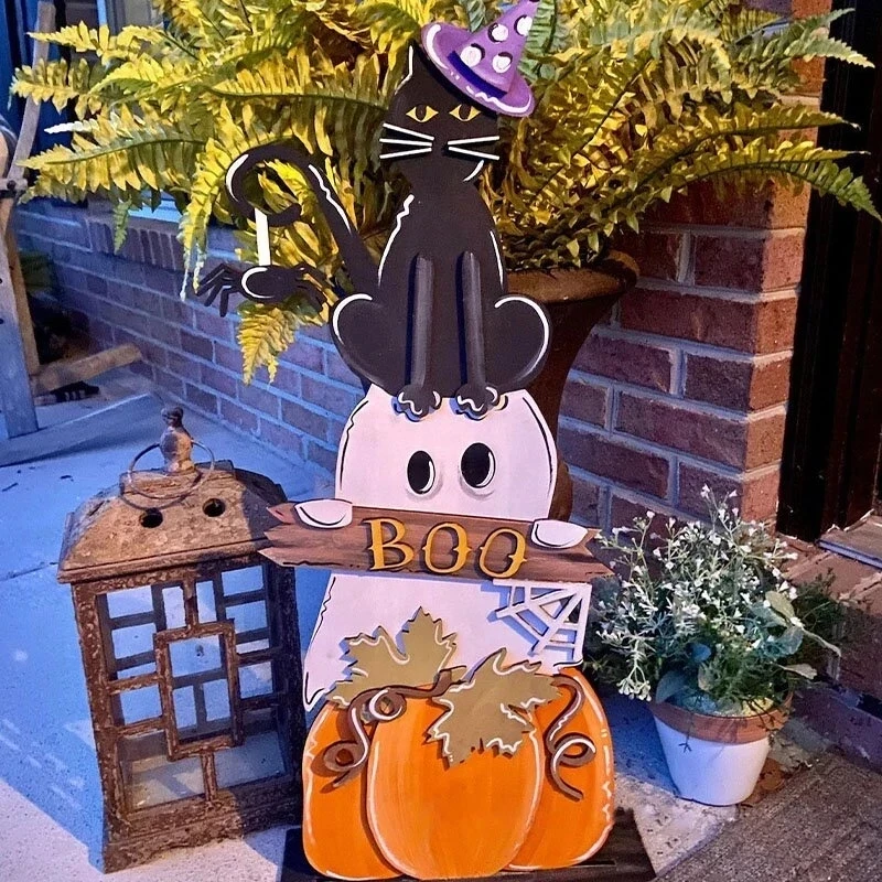 

Halloween Porch Decor Welcome Door plate Signs Outdoor Lawn Happy Halloween Garden Scene Halloween Yard Decorations Dropshipping