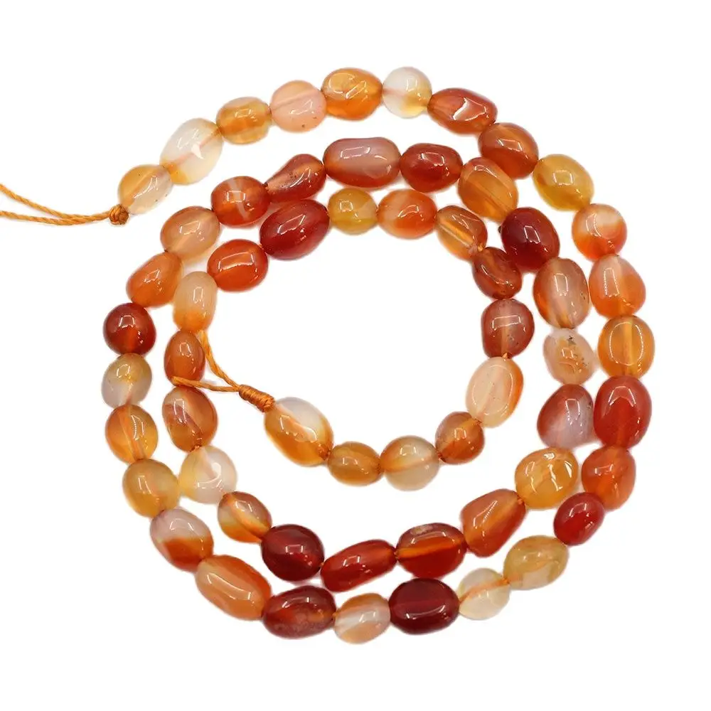 

APDGG 5 Strands 6x8mm Natural Red Agate Carnelian Smooth Nugget Freeform Oval Loose Beads 15.5" Strand Jewelry Making DIY