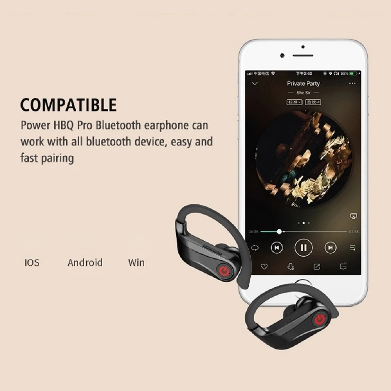 

Bluetooth Wireless Headphones with Mic IPX5 Waterproof Ear Hooks LED Display Bluetooth Earphone HiFi Stereo Music Headset