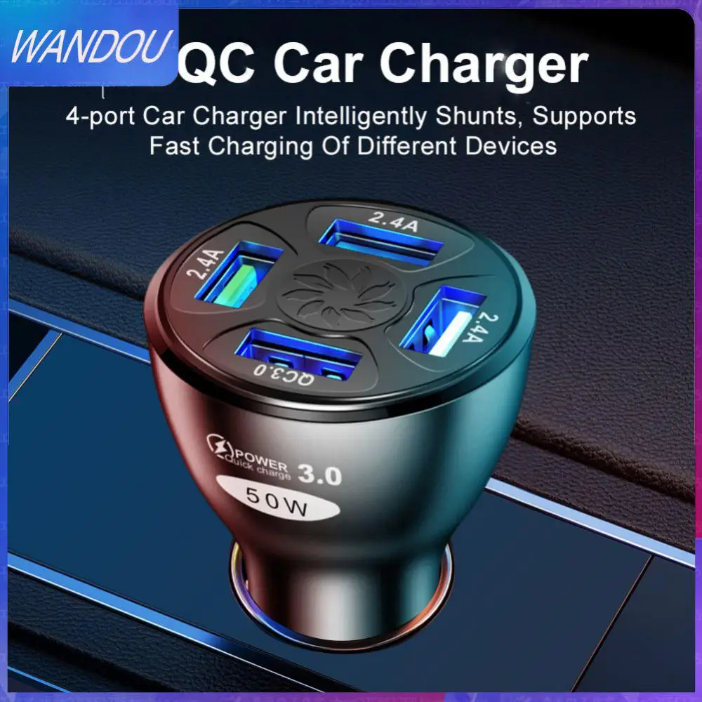 

Car Accessories Car Phone Charger Universal Led Light Display Car Charger 50w Qc3.0 4usb Multifunctional Car Cigarette Lighter