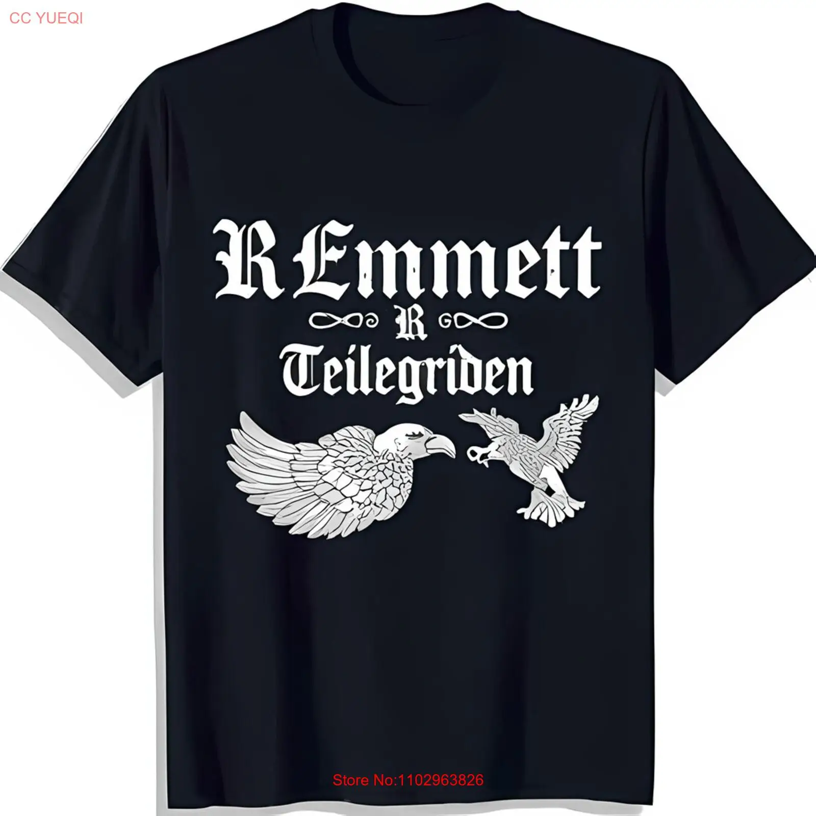 Стильная черная футболка с рисунком R Emmett Teillegriden и орлом