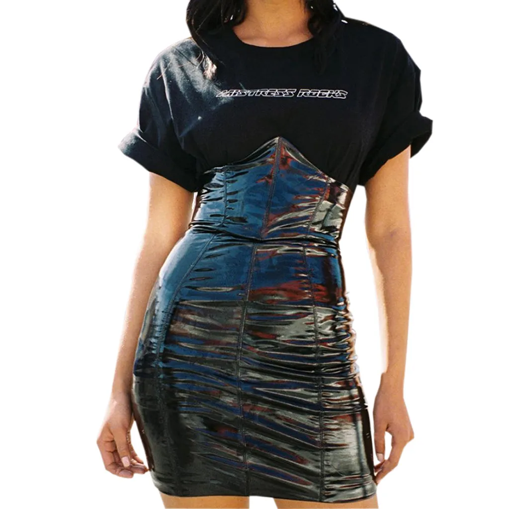 

Mini Leather Slim High Women Sexy Zip Short Waist Pencil Skinny Paint Skirt Skirt Long skirt faldas largas