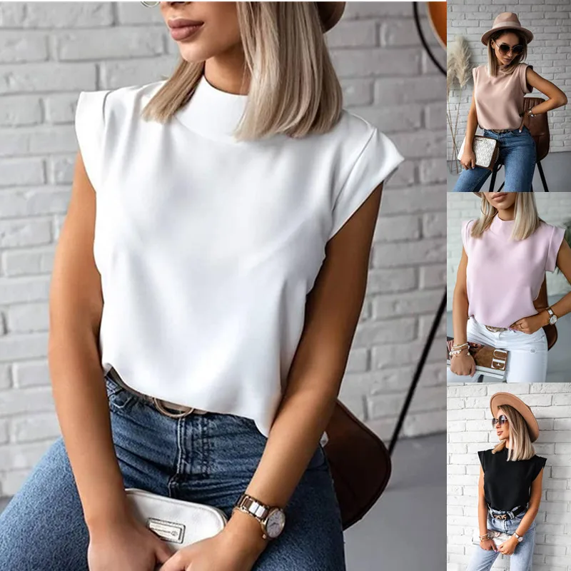 

Sexy Graphic T Shirts 2022 Summer Simple Stand Collar Lip Print Ladies Shirt Tops Women's Clothing Woman Tshirts Tops