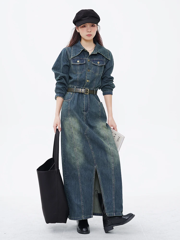 Hanada витрина Htmeme художественная галерея ~ джинсовое платье для женщин весна-осень