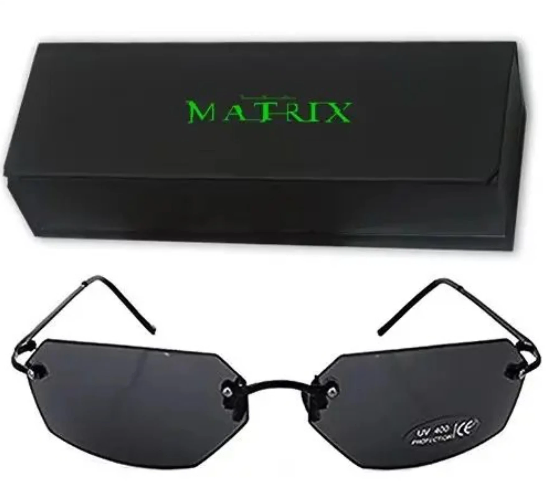 Фото Классические поляризационные солнцезащитные очки Matrix Agent Smith Style, мужские крутые заклепки, брендовый дизайн, солнцезащитные очки Óculos De Sol, косплей, подарок Doujin №1
