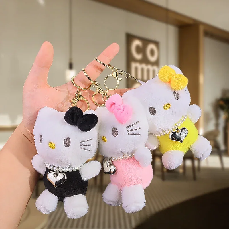 Sanrio Hello Kitty плюшевая кукла-брелок аниме мультфильм милый жемчуг любовь ожерелье KT