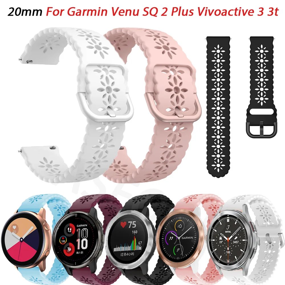 

Ремешок силиконовый 20 мм для наручных часов Garmin CAME SQ 2 Plus Vivoactive 3 3t Forerunner 245 MUSIC 645