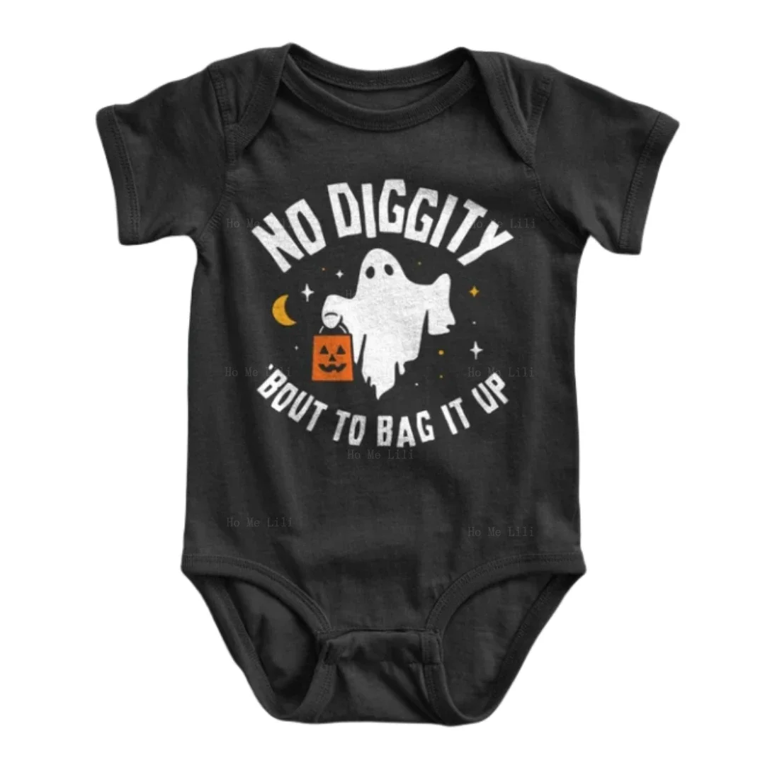 Фото No Diggity «bout To Bag It Up», детское боди Babydoopy, Хэллоуин, милый призрак, рэп, хип-хоп, забавный детский графический принт на заказ №1