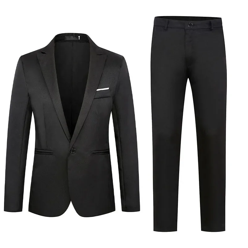 Мужской повседневный деловой костюм в западном стиле однотонный на одной