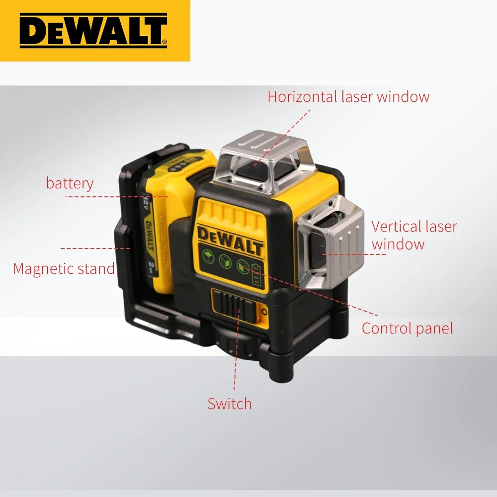 Фото Dewalt DW089 Лазерный уровень 3 стороны * 360 градусов Вертикальный 12-линейный самовыравнивающийся горизонтальный и вертикальный инструмент с перекрестной линией Батарея 12 В №3