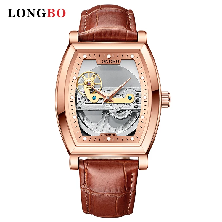 

2022 Longbo Top Brand Men Watches Military Sport Clock Male Luxury Skeleton Bridge Clocks Automatic Mechanical Leather Watch