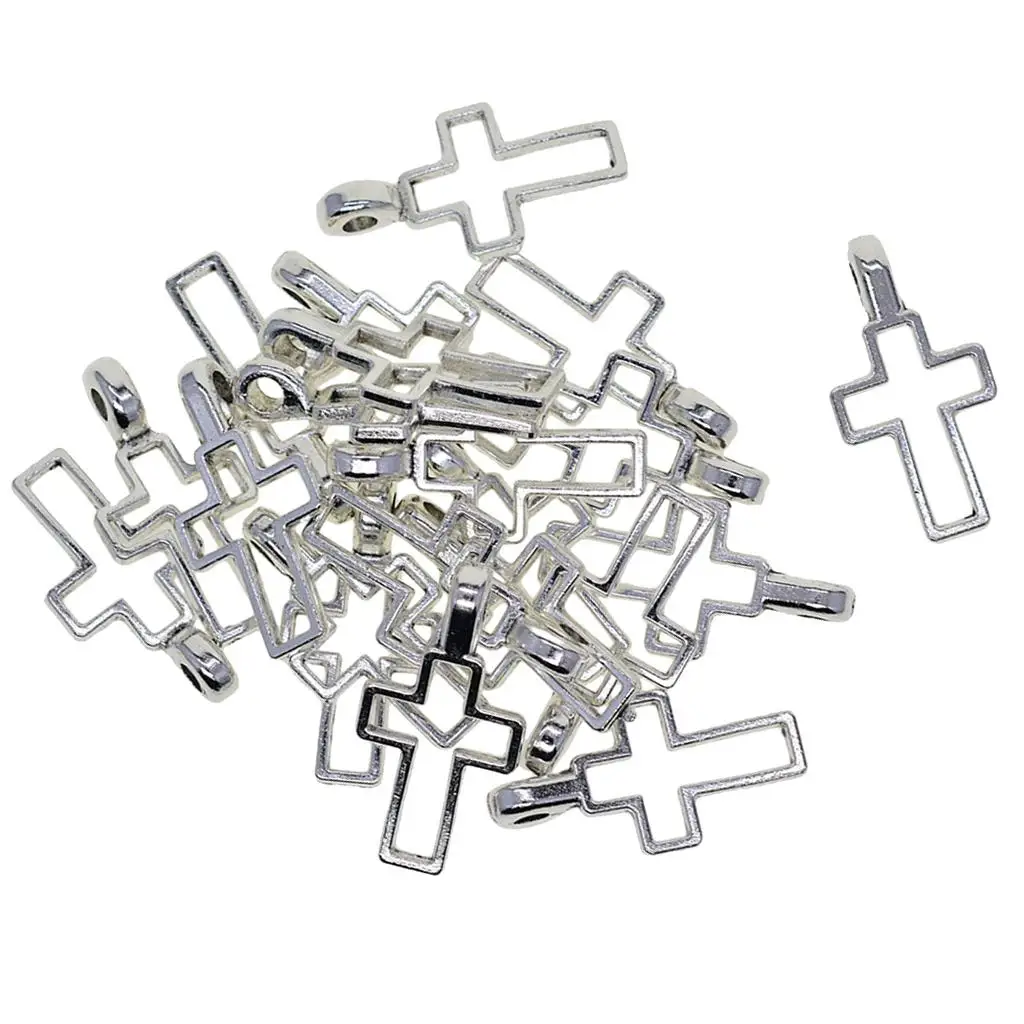 20 шт. лотки для подвесок в форме креста заготовки ободок кабошон настройки 38x20 мм