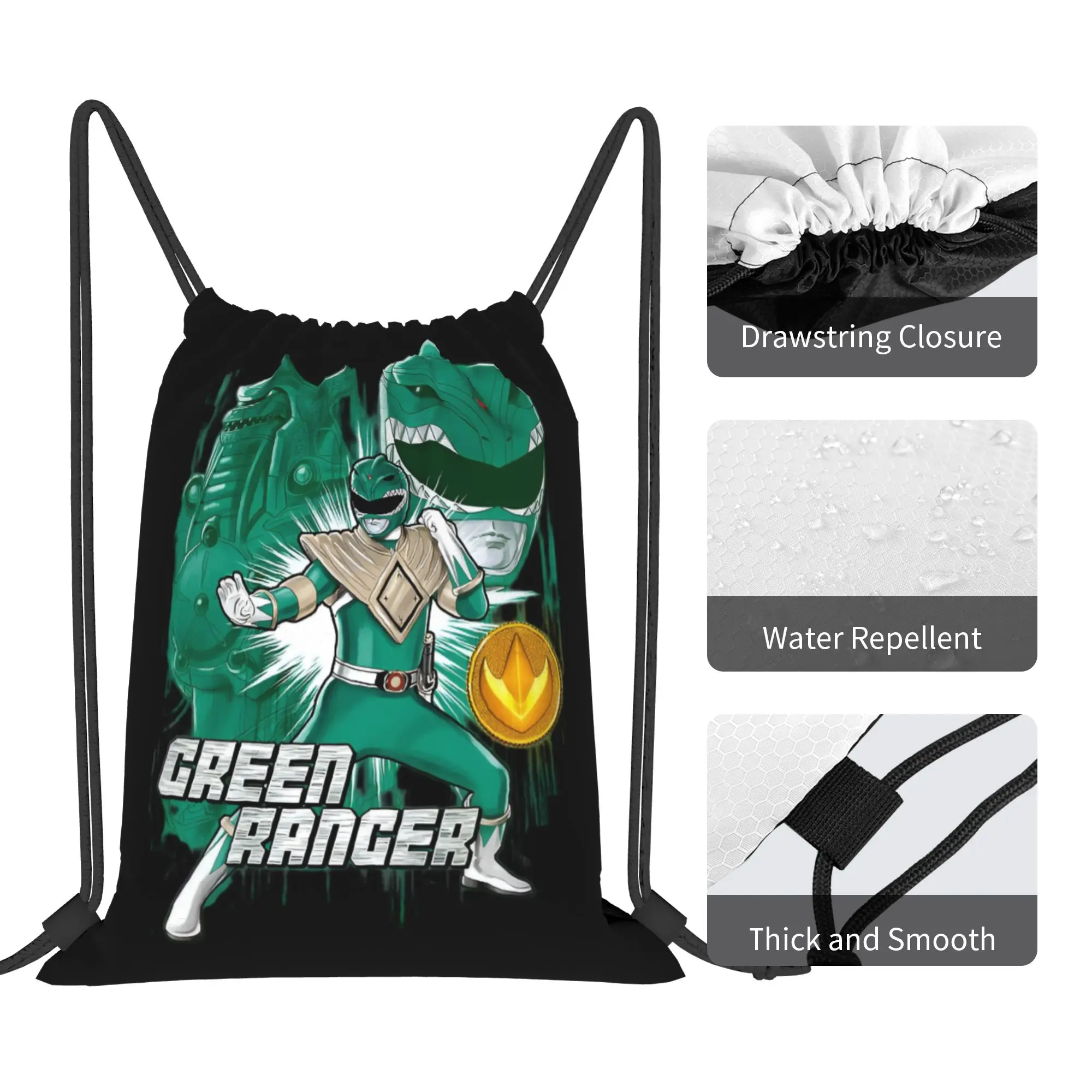 Фото Рюкзаки-мешки Custom Poweres Anime Rangerses на шнурке для мужчин и женщин, легкие, для спортзала, спорта, покупок №4