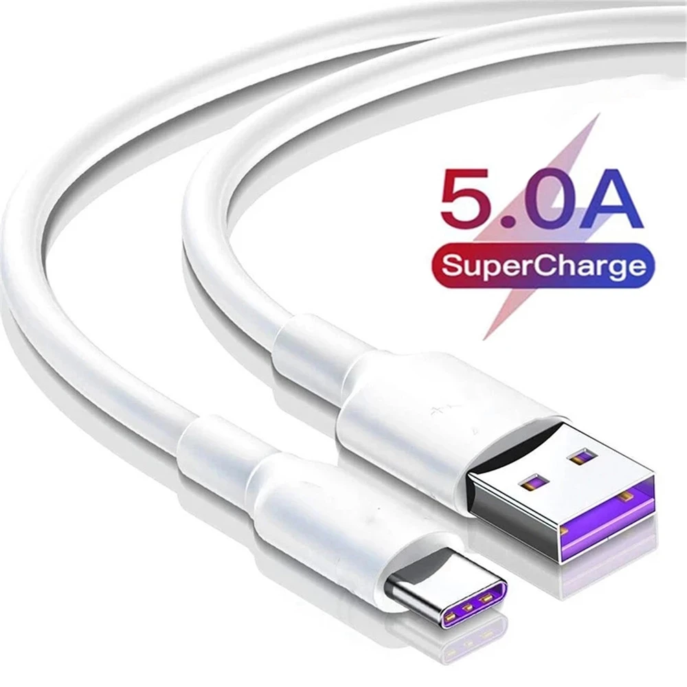 

Fast Charge 5A USB Type C Cable For Samsung S20 S9 S8 Xiaomi Huawei P30 Pro Mobile Phone Charging Wire White Blcak Cable