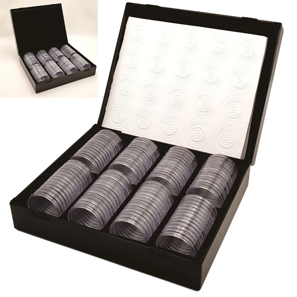 

Coin Commemorative Coin Collection Box With Inner Ring Gasket Wooden Coin Holder Collection Case Capsule Small Round Box