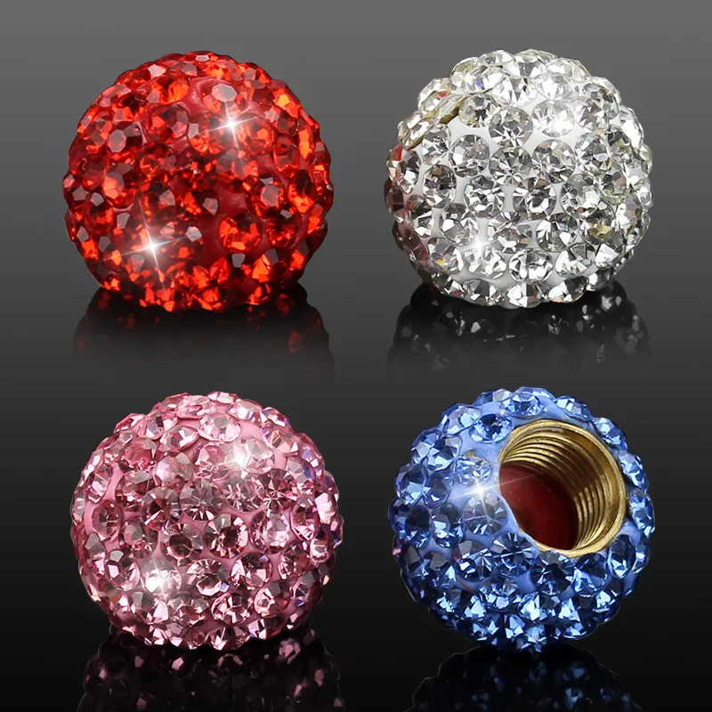 

4 Pcs Crystal Car Tire Valve Caps D Car Tire Valve Caps Crystal Diamond Shining Dustproof Valve Stem Caps Auto Accessories