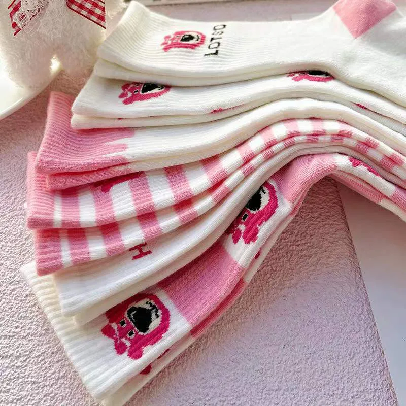 Women's socks 9 pairs of strawberry bear socks in the tube ins tide wild Japanese cute cartoon cute long tube