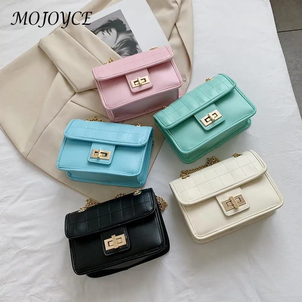 

Women's Fashion Flap Handbags Retro Lattice Pattern Chain Crossbody Bag PU Leather Casual Solid Color Shoulder Bags