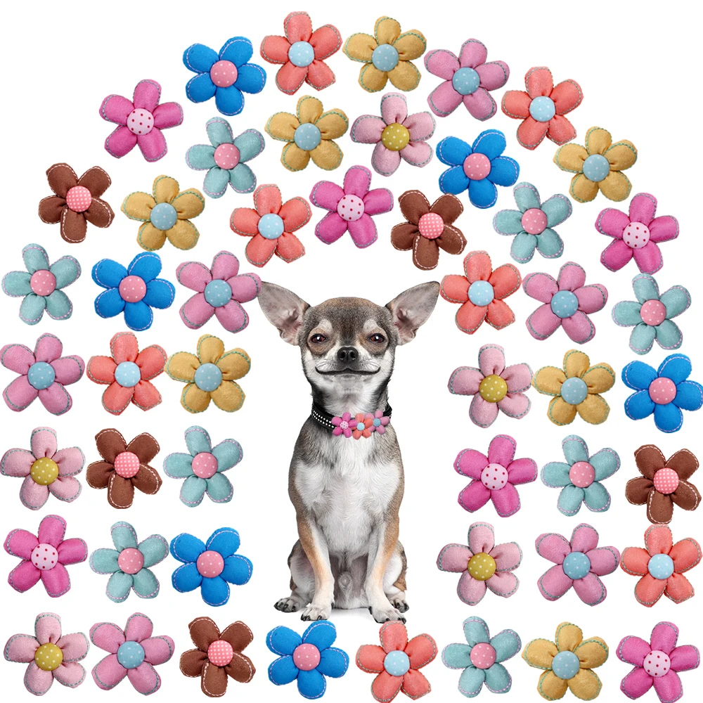 

Cute Colorful Flower Bows Slidable Dog Collar Big Flower-Collar Dog Supplies Fashion Dog Bow Tie Pet Dog Accessories