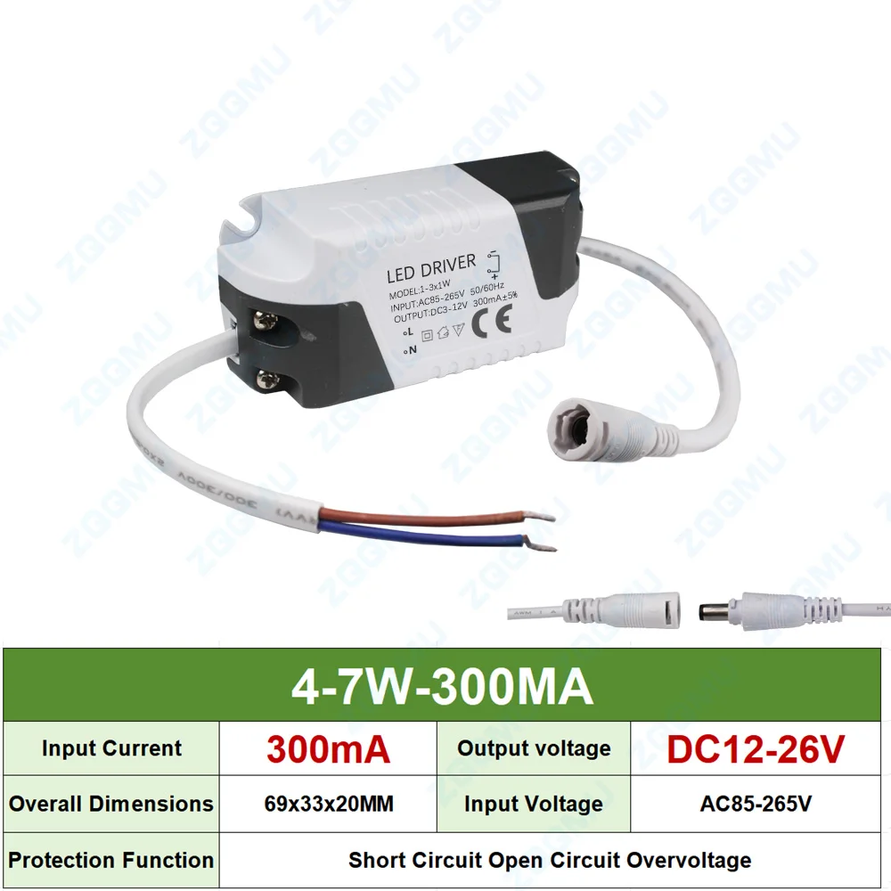 

Светодиодный драйвер постоянного тока 8-12 Вт 12-18 Вт 18-24 Вт 25-36 Вт 50 Вт 300 мА 600 мА 900 мА 1200 мА Трансформатор мощности светодиода