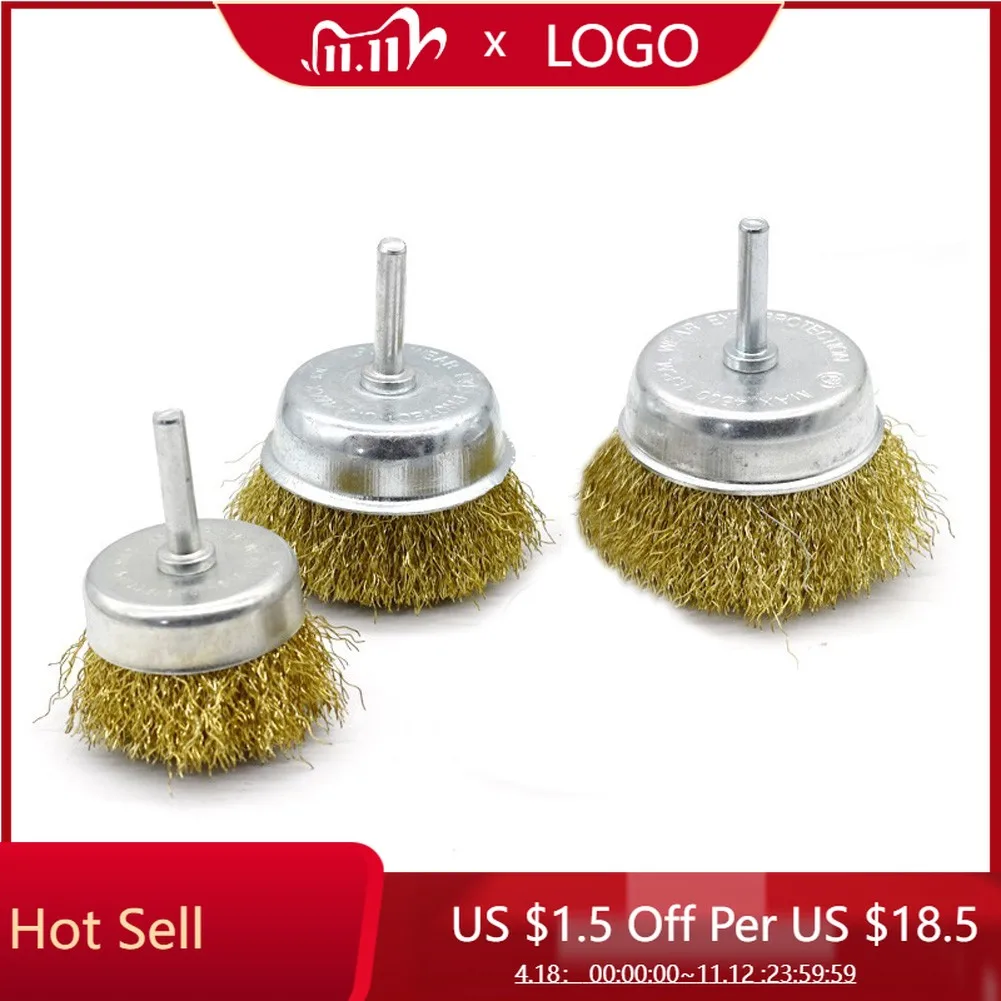 

1 Pcs Bowl Wire Brush 6mm Shank Diameter Flat Steel Wire Wheel Electric Drill Grinding Mill Polish Wheel Derusting Tool Power To