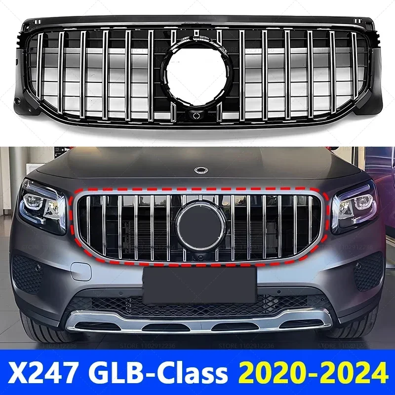 

Для 2020-2023 X247 GLB-Класс Mercedes Benz GLB180 GLB200 GLB250 GT Стиль Серебристый Черный Верхний Бампер Капот Сетка Передняя Решетка Решетка