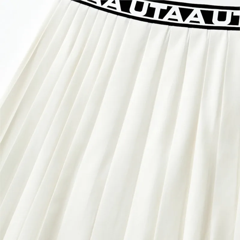 Track Banding Long Pleats Skirt Womens Girl High Waisted Pleated Tennis Skirt School A-Line Skater Skirts with Lining Shorts