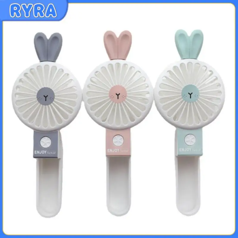 

Summer Cute Rabbit Hand Held Fold Portable Mini Fan Handheld USB Chargeable Desktop Fans Summer Cooler For Outdoor Travel Office