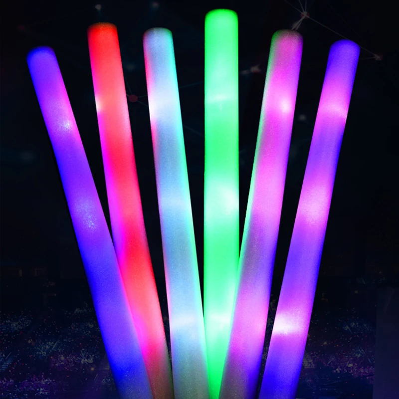 10/30/50Pcs Bulk Colorful LED Sponge Glow Sticks Concert RGB Foam Stick Cheer Tube Dark Light Birthday Wedding Party Supplies images - 6