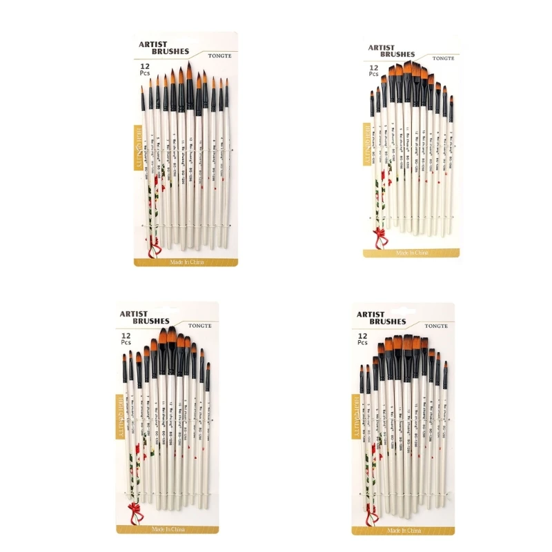 

12PCS Painting Brush Kits for Beginner Gouache Watercolor Oil Acrylic Painting