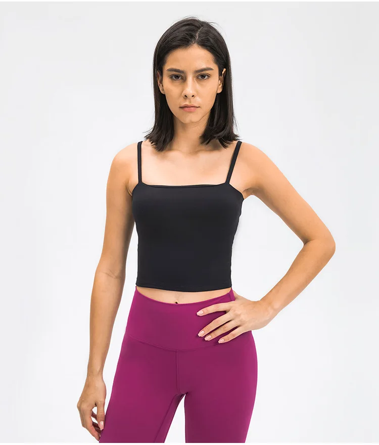 Best Women's Fitness Bra Gym Sports Top Sexy Half Cropped Sling Yoga Tank Top With Chest Pad Running Push Up Workout Underwear