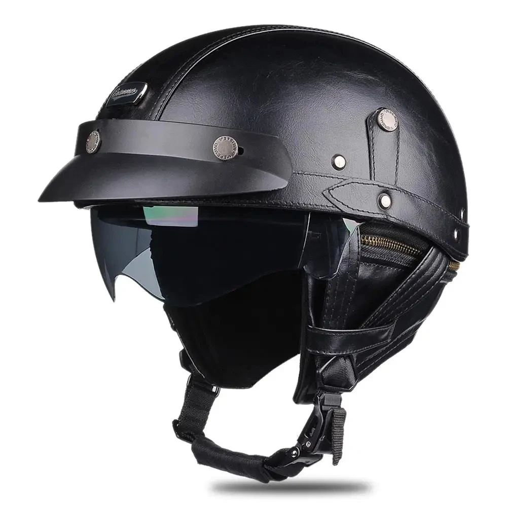 

Мотоциклетный полушлем, немецкий кожаный винтажный шлем Casco Moto, мотоциклетный шлем с открытым лицом, байкерский DOT-сертификация