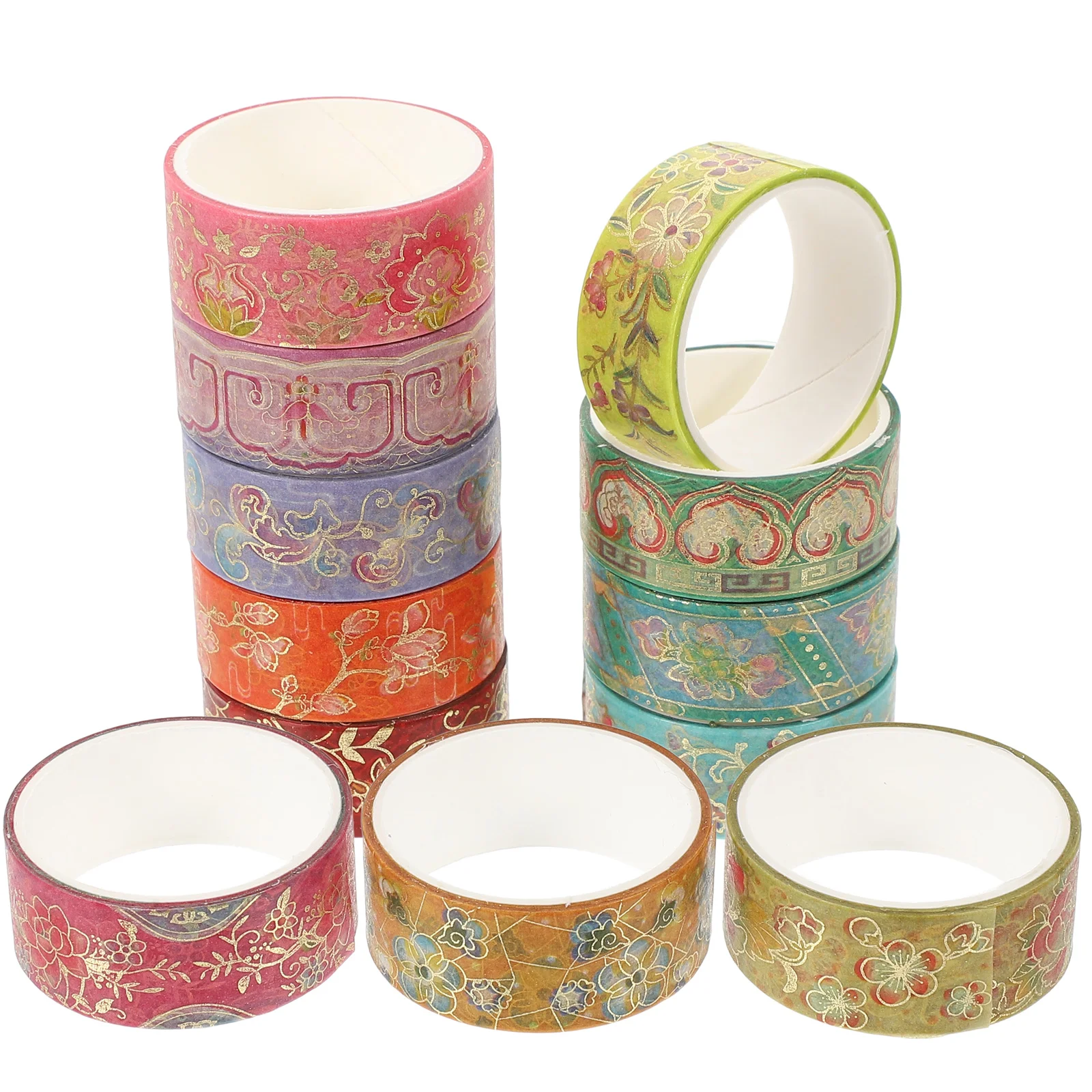 

12 Rolls of Decorative DIY Journal Washi Tape Flower Pattern Washi Tape Set Journal Embellishment Decals Washi Tape