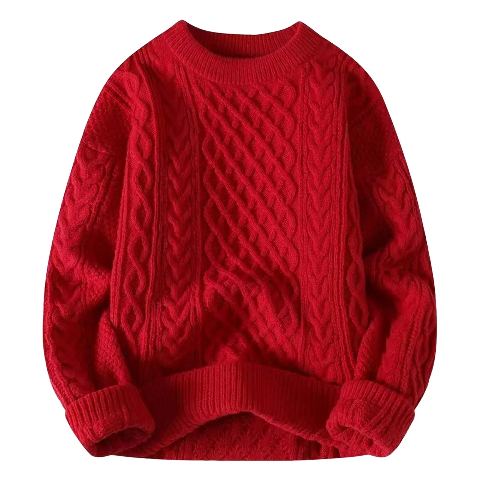 Мужской свитер с круглым вырезом однотонный свободный крой вязаные топы осенняя