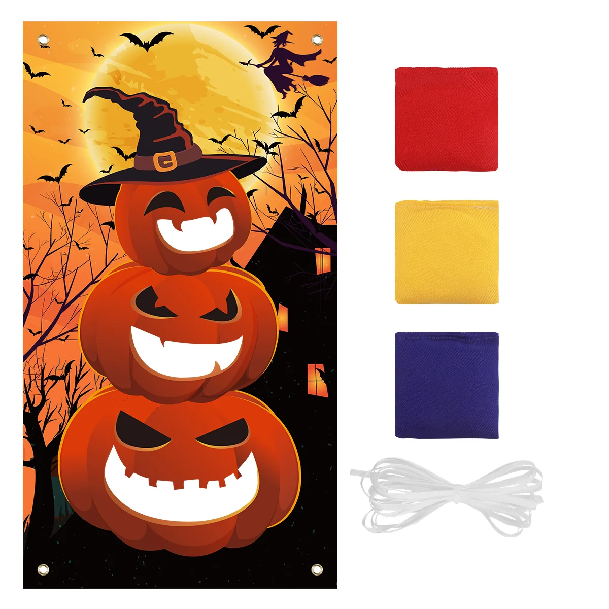 

Halloween Party Decorations Outdoor Throwing Game Indoors Pumpkin Toss Banner Bean Bags Favors Child Outdoors