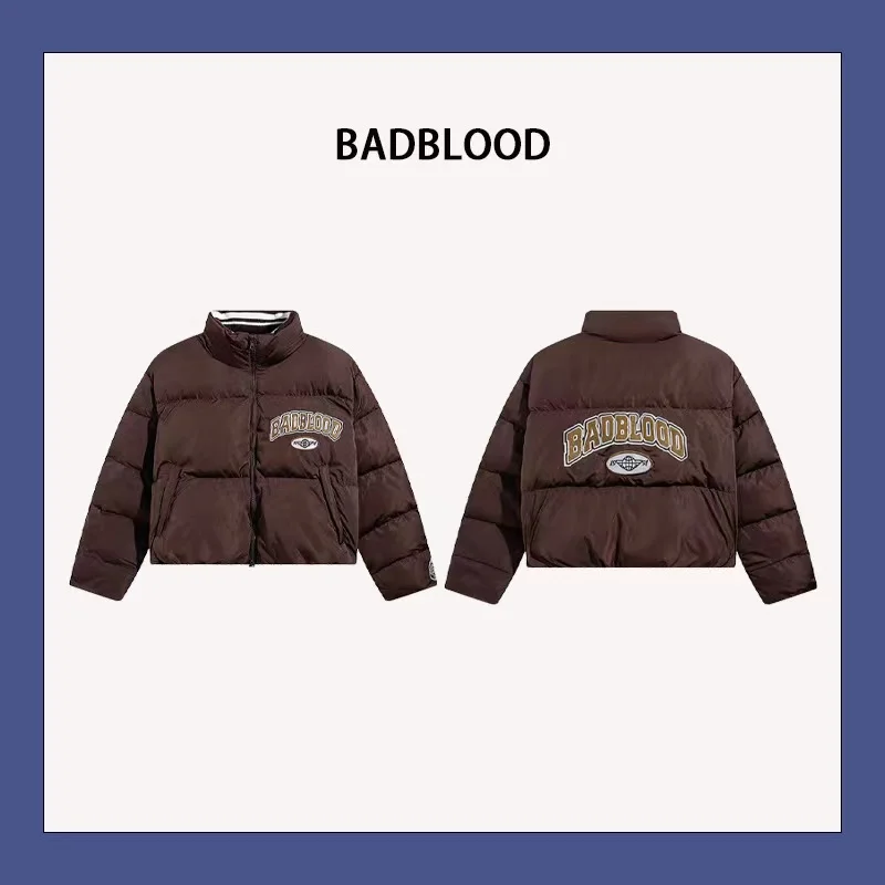 BADBLOOD The new winter model down jacket lettering embroidery loose casual short zipper jacket trend women's INS style