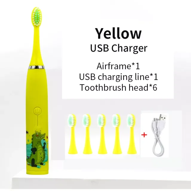 

Electric Toothbrush Cartoon Pattern for Kids with Replace The Tooth Brush Head Ultrasonic Electric Toothbrush