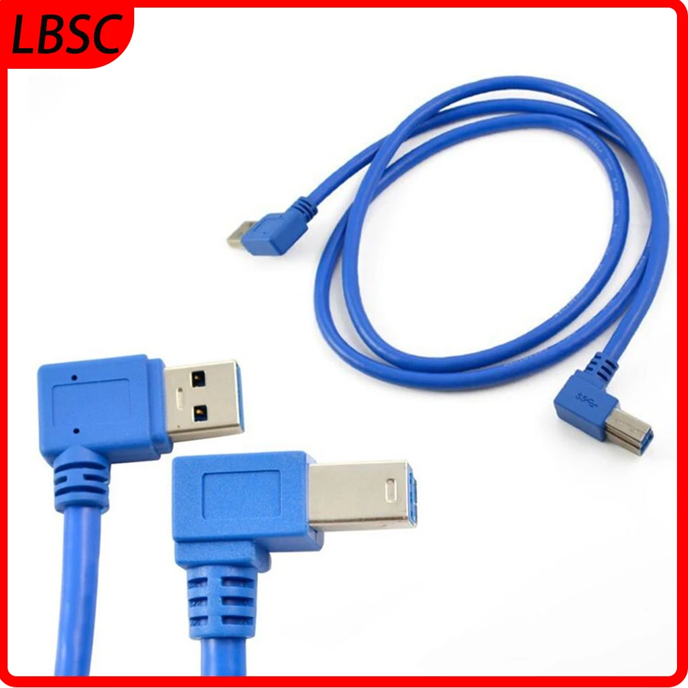 

Ft USB 3.0 A male plug 90 degree right angle - USB 3.0 B male right angle Cable