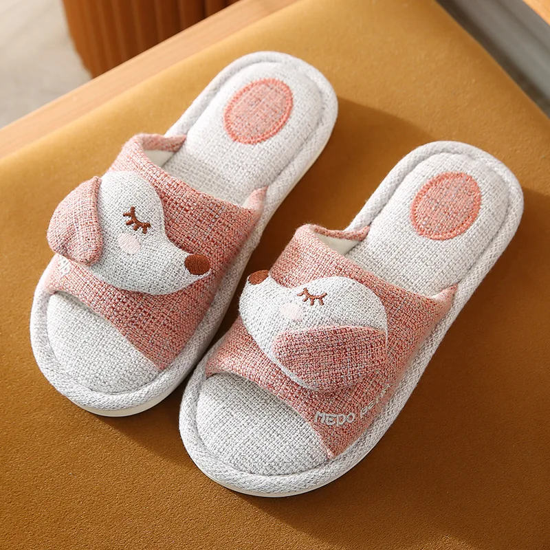 2022 New Arrival Cotton Slippers Women Cute Puppy Home Flip Flops Indoor Slippers Male Soft Bottom Men Slides BedroomCoupleShoes