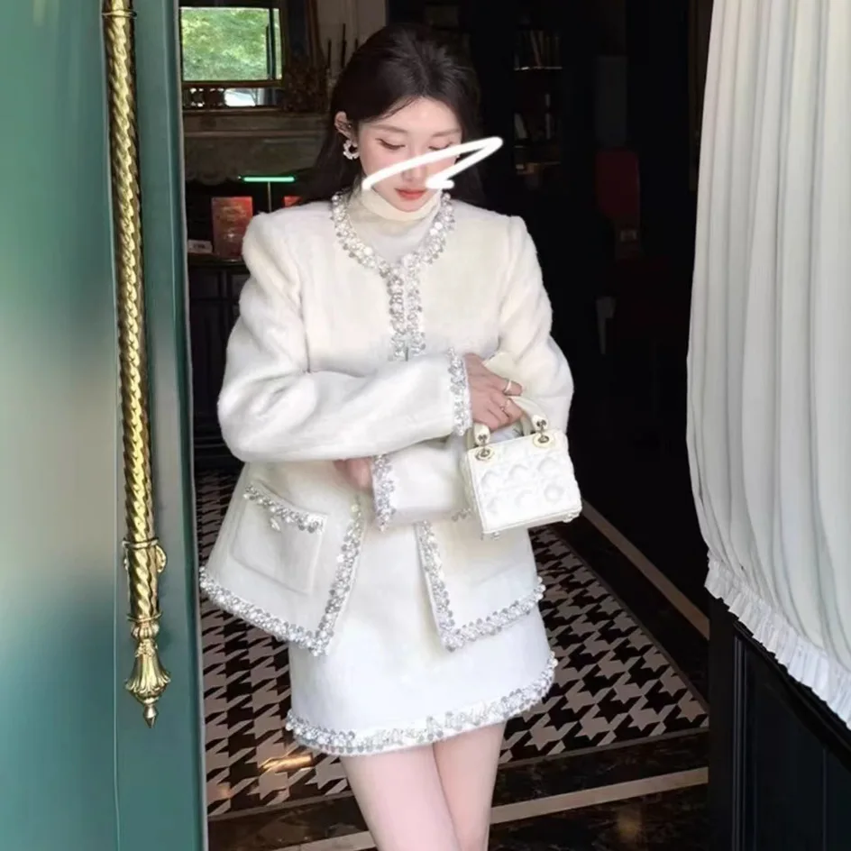 Легкая роскошная белая юбка из двух предметов комплект для ногтей толстая