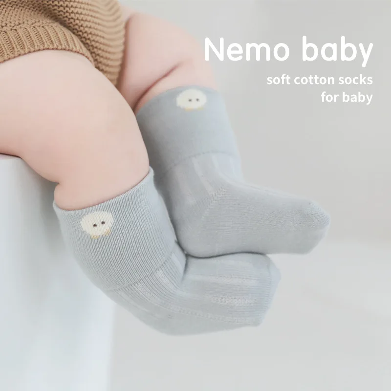 

2023 Spring New Newborn Wide Mouth Loose Mouth Cute Cartoon Boneless Mid Tube Cotton Babies' Socks