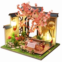 cutebee miniature dollhouse kit diy wooden doll house and garden with flower ancient building toys for children gift casa hous