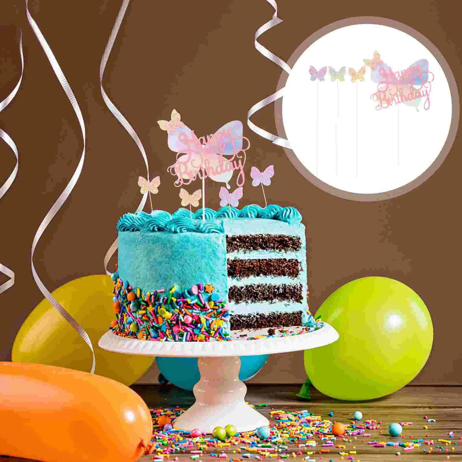 

Butterfly Cake Picks Topper Cupcake Decorations Decor Birthday Wedding Party 3D Food Toppers Favor Supplies Shower Inserts Baby
