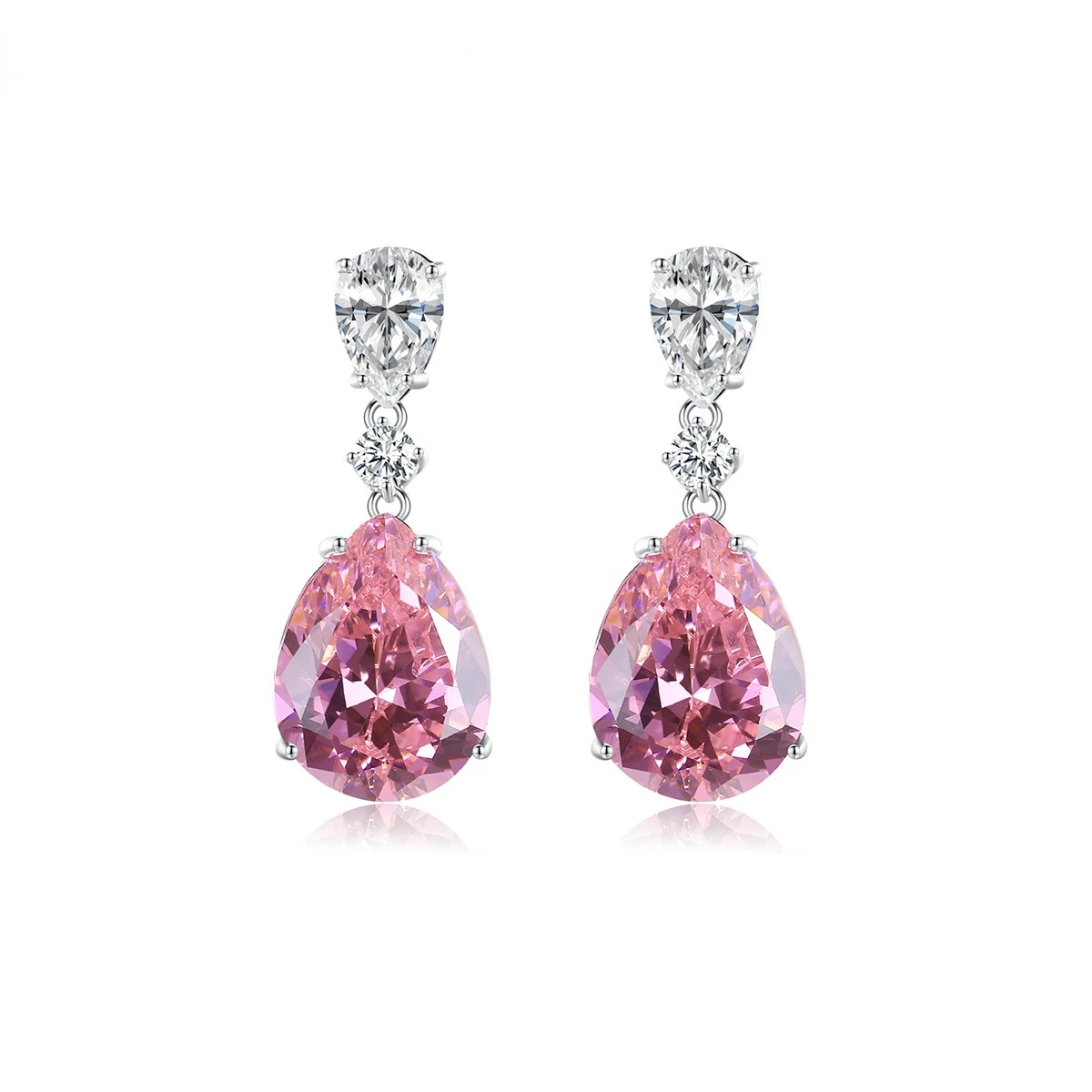 

S925 silver ear nail female high sense French retro Court Style Pink Gem earrings earrings