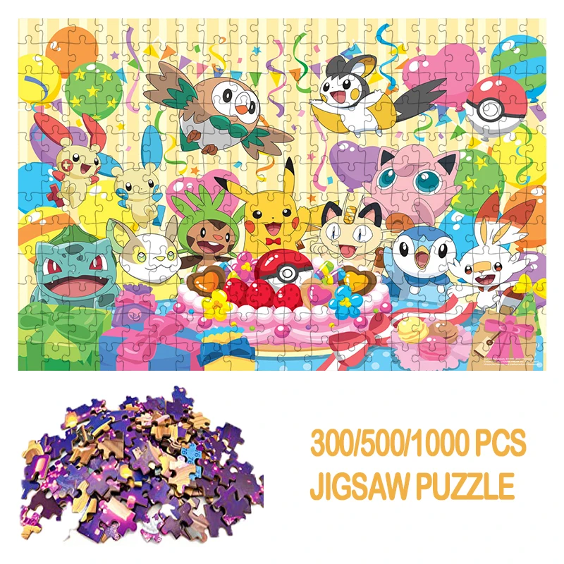 

Let's Eat Together Puzzle 300/500/1000 PCS Pokemon Birthday Party Celebration Cake Jigsaw Puzzle Game And Toys For Kids Puzzle